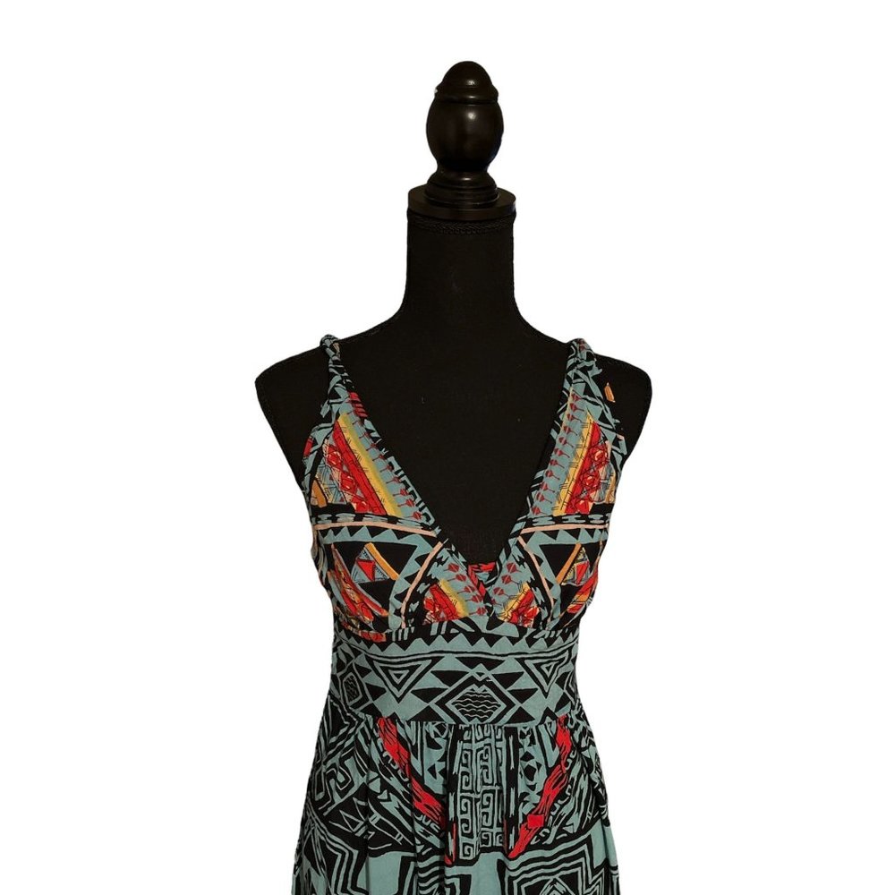 Angie Black Tribal Print Women's Maxi Dress Size Medium - Picture 2 of 10